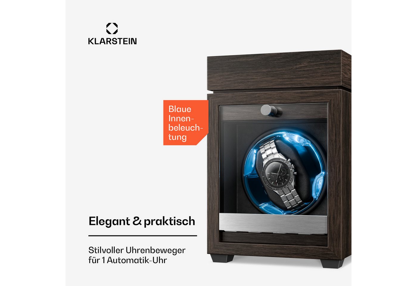 Klarstein Uhrenbeweger Brienz 1, Uhrenboxen Uhrenkasten 1 Uhr Uhrenbeweger Schmuckfach – Bild 2 von 5