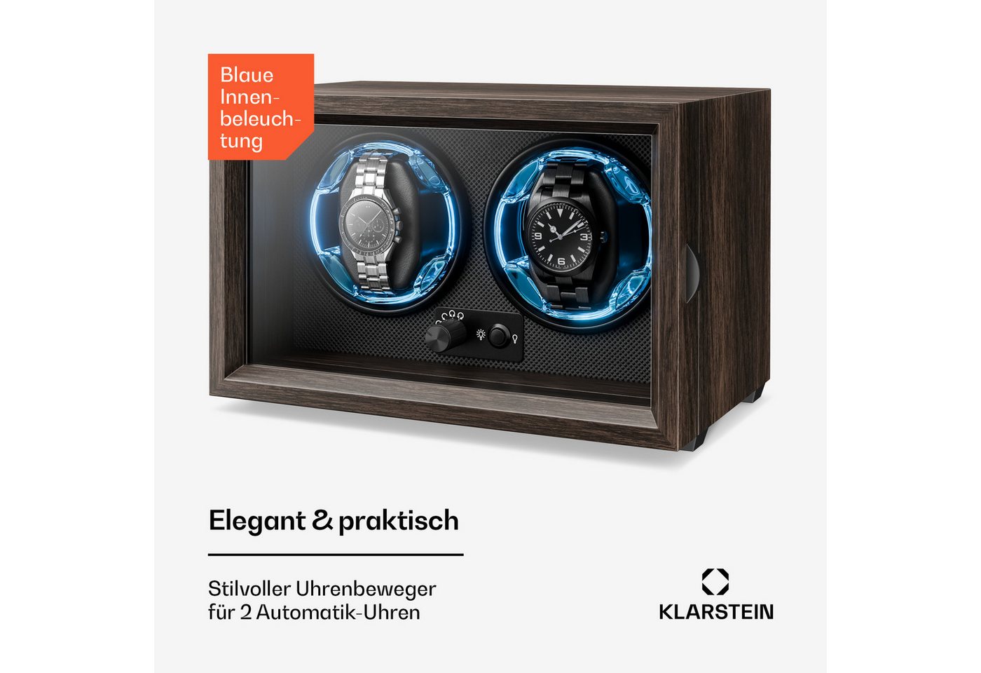 Klarstein Uhrenbeweger Brienz 2, Uhrenboxen Uhrenkasten Uhrenbeweger 2 Uhr – Bild 2 von 5