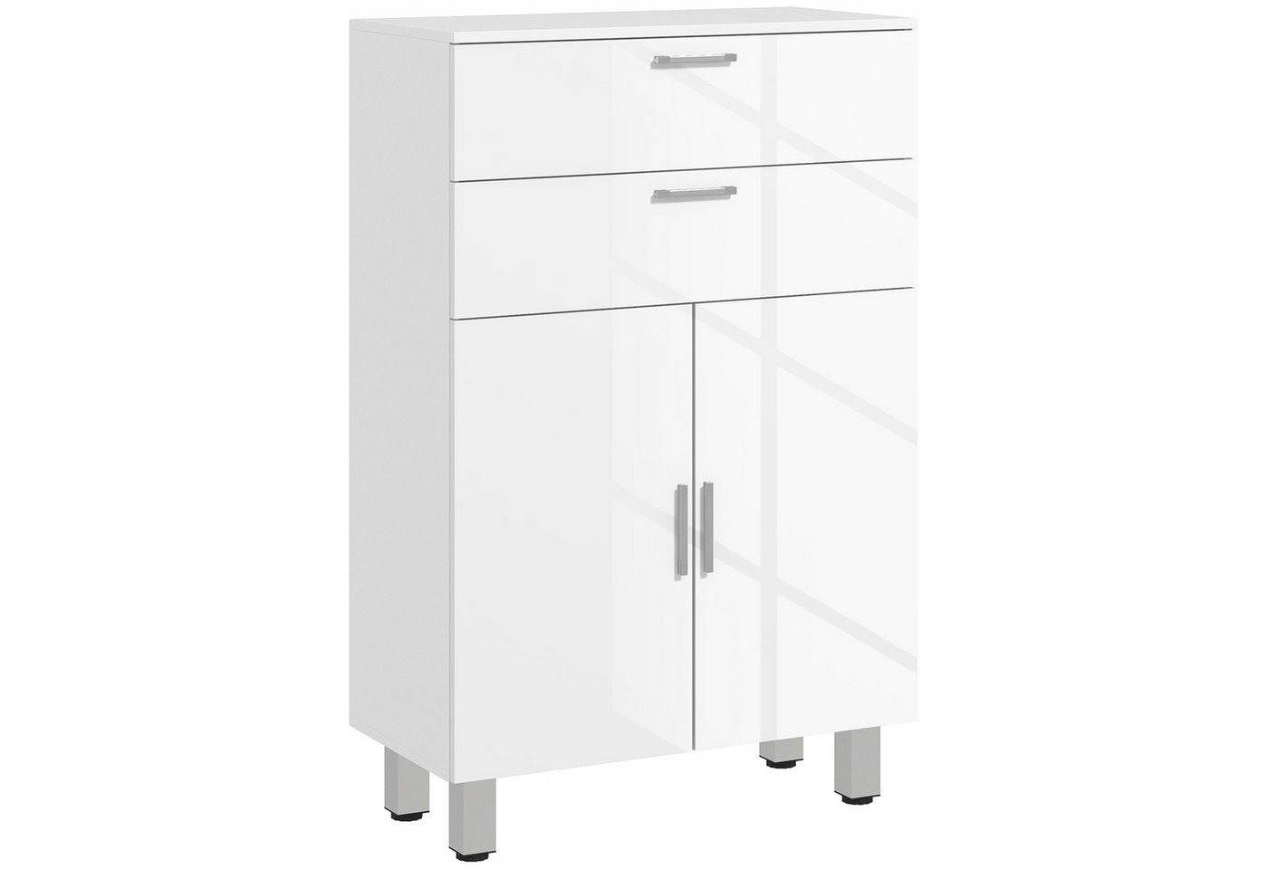Kleankin Badkommode Badezimmerschrank, Badschrank, für Badezimmer, kleine Räume (Badezimmer-Aufbewahrungsschrank, 1 St., mit Schublade, verstellbare Regale), 60 – Bild 2 von 5