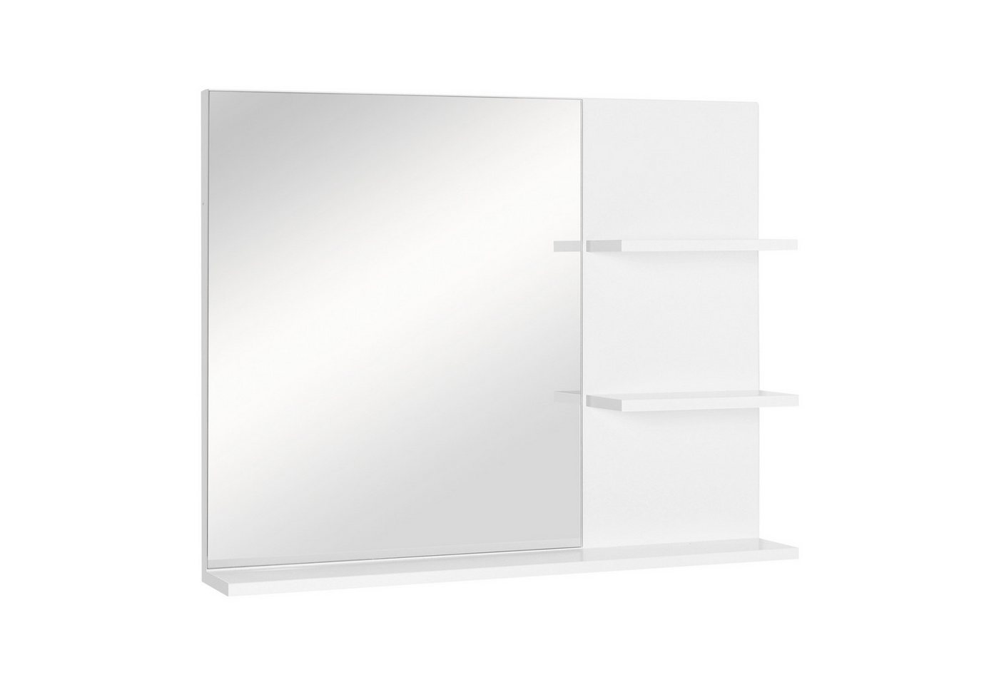 Kleankin Spiegel Badspiegel mit 3 Ablagen, Wandspiegel Badezimmerspiegel (Spiegelregal, 1-St., für Badezimmer), Weiß, 60 x 10 x 48 cm – Bild 2 von 5