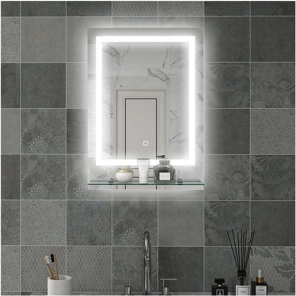 Kleankin Spiegel mit Beleuchtung, Touch-Schalter, Memory-Funktion (Wandspiegel, 1-St., Badezimmerspiegel), mit Anti-Beschlag, 70 x 50 cm