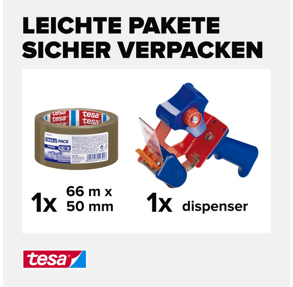 tesa Klebeband tesa Pack Strong 66 m x 50 mm, braun – Bild 5 von 5