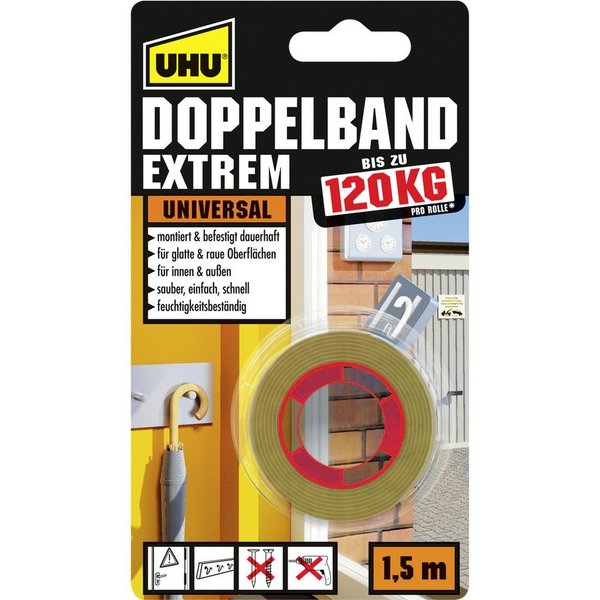 UHU Klebepad UHU Doppelband Extrem Universal 1,5 m x 19 mm