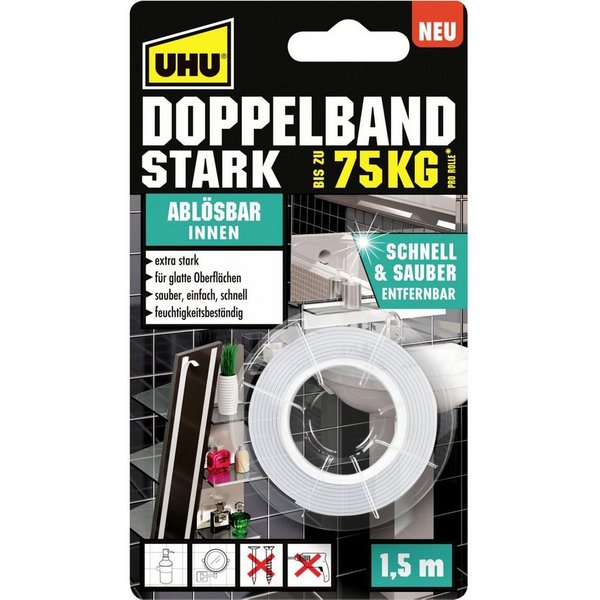 UHU Klebepad UHU Doppelband stark ablösbar 19 mm x 1,5 m