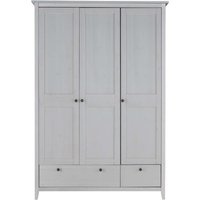 Kleiderschrank "Solvita" 3-türig, 1 große, 1 kleine Schublade, Kiefer weiß