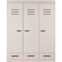 Kleiderschrank "Tobykids" 3 Türen, 3 SL, B150xT58xH190 cm, Kiefer weiß