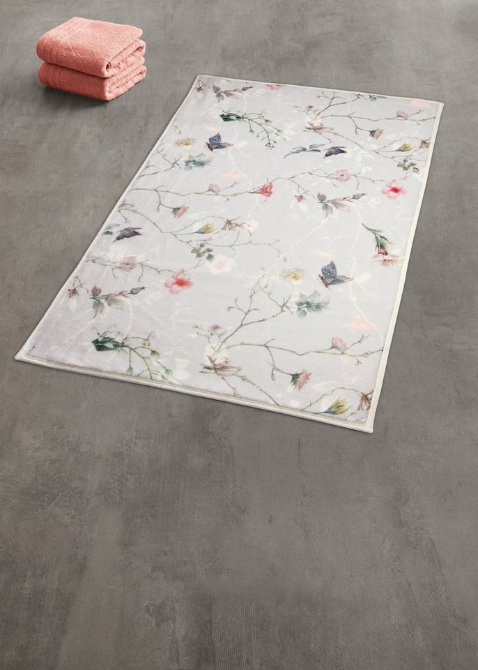 Kleine Wolke Badematte Flores, Badvorleger, Badezimmer Teppich, Höhe 5 mm, rutschhemmend beschichtet, fußbodenheizungsgeeignet, Polyester, rechteckig, romantisc – Bild 2 von 5