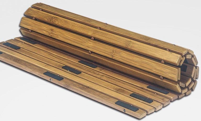 Kleine Wolke Badematte Level Holzmatte, Badvorleger, Höhe 8 mm, rutschhemmend beschichtet, fußbodenheizungsgeeignet, Bambus, rechteckig, 100% Bambus – Bild 2 von 4