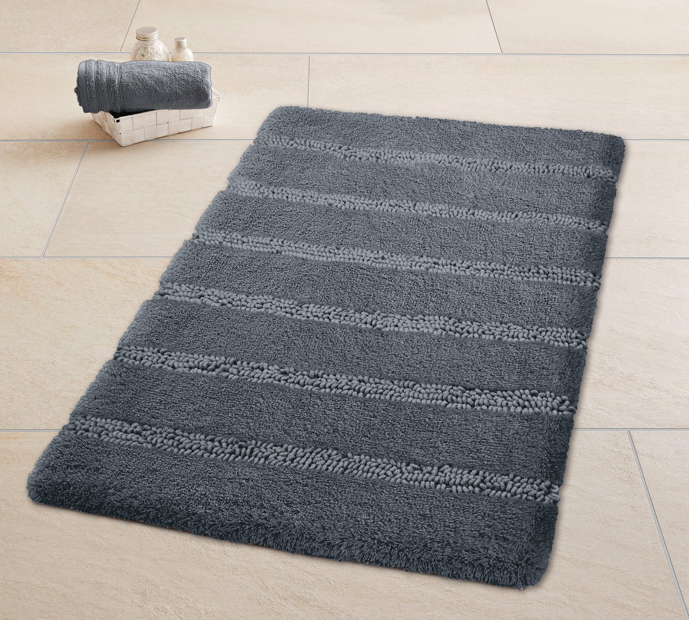 Kleine Wolke Badematte Monrovia, Badvorleger, Badezimmer Teppich, Höhe 23 mm, rutschhemmend beschichtet, fußbodenheizungsgeeignet, Kunstfaser, rechteckig, Badte – Bild 2 von 3