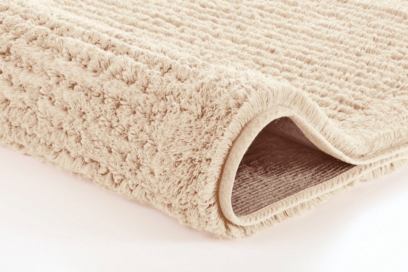 Kleine Wolke Badematte Net, Badvorleger, Badezimmer Teppich, Höhe 17 mm, rutschhemmend beschichtet, fußbodenheizungsgeeignet, Baumwolle, quadratisch, Badteppich – Bild 2 von 3