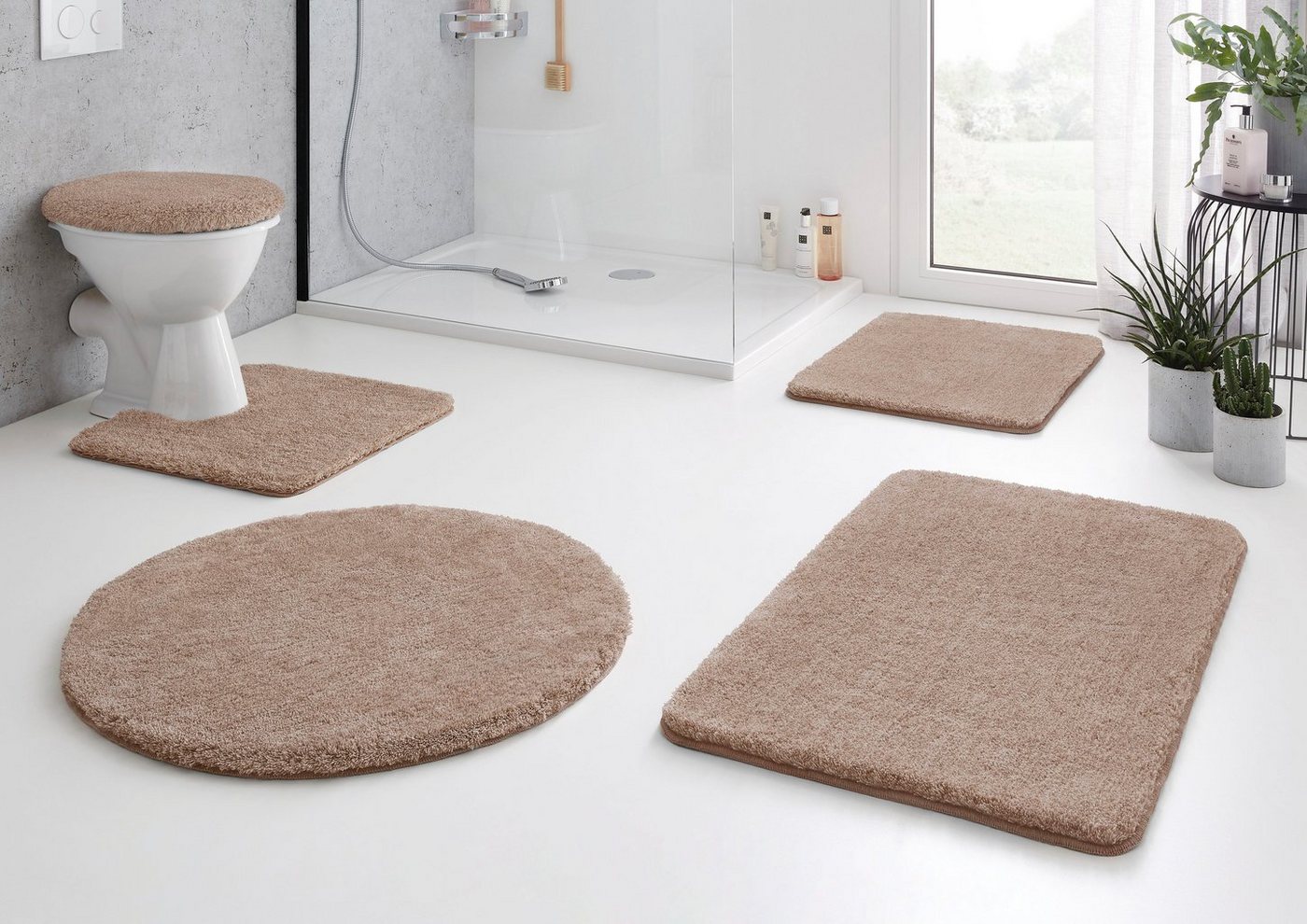 Kleine Wolke Badematte RELAX, Badvorleger, Badezimmer Teppich, Höhe 30 mm, rutschhemmend beschichtet, fußbodenheizungsgeeignet, Polyacryl, rund, Badteppich, mel – Bild 5 von 5