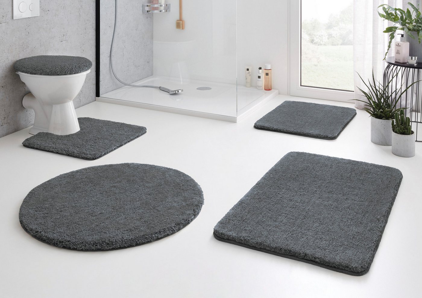 Kleine Wolke Badematte RELAX, Badvorleger, Badezimmer Teppich, Höhe 30 mm, rutschhemmend beschichtet, fußbodenheizungsgeeignet, Polyacryl, rechteckig, 2er-Set 5 – Bild 2 von 2