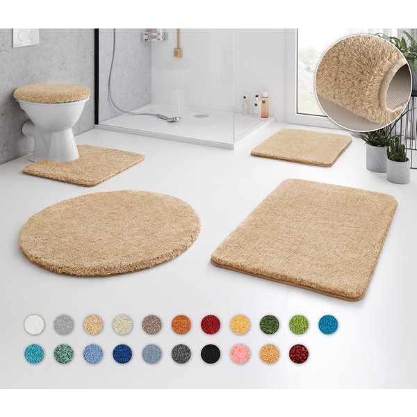 Kleine Wolke Badematte RELAX, Badvorleger, Badezimmer Teppich, Höhe 30 mm, rutschhemmend beschichtet, fußbodenheizungsgeeignet, Polyacryl, rund, Badteppich, mel