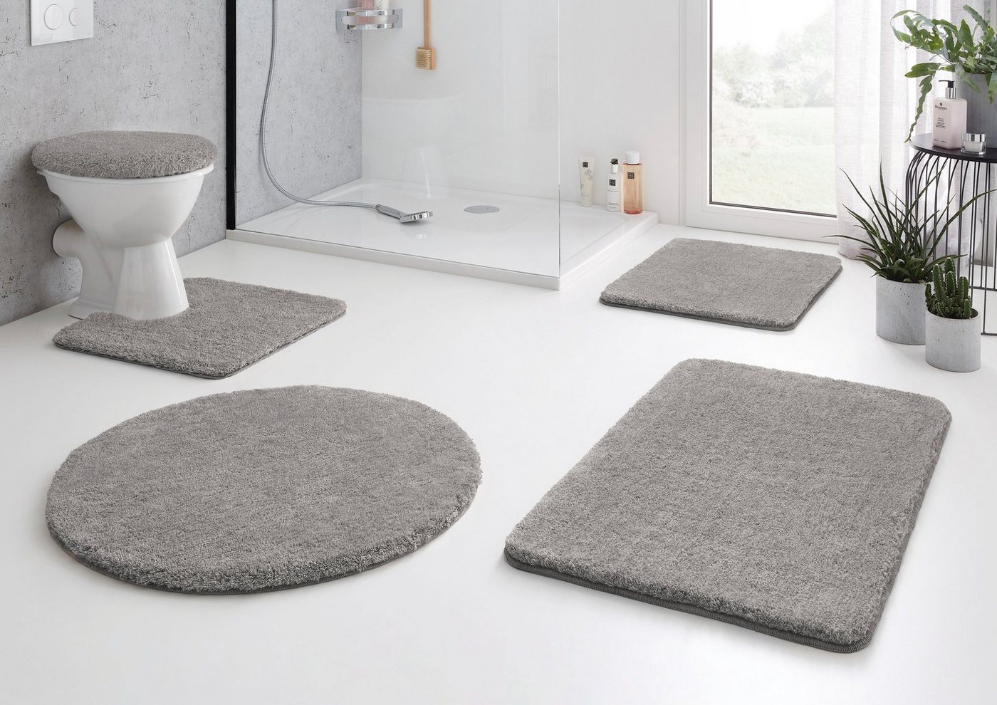 Kleine Wolke Badematte RELAX, Badvorleger, Badezimmer Teppich, Höhe 30 mm, rutschhemmend beschichtet, fußbodenheizungsgeeignet, Polyacryl, rund, Badteppich, mel – Bild 5 von 5