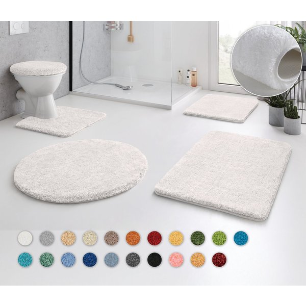 Kleine Wolke Badematte RELAX, Badvorleger, Badezimmer Teppich, Höhe 30 mm, rutschhemmend beschichtet, fußbodenheizungsgeeignet, Polyacryl, WC-Deckelbezug, WC-De