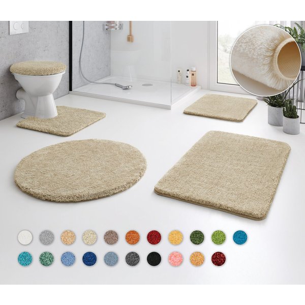 Kleine Wolke Badematte RELAX, Badvorleger, Badezimmer Teppich, Höhe 30 mm, rutschhemmend beschichtet, fußbodenheizungsgeeignet, Polyacryl, WC-Deckelbezug, WC-De
