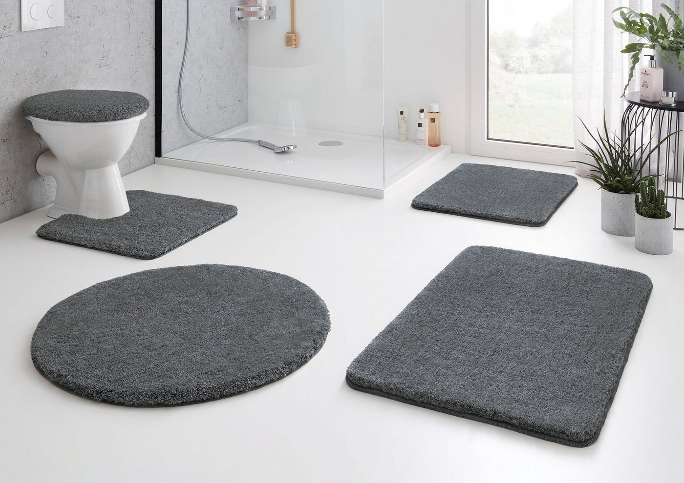 Kleine Wolke Badematte RELAX, Badvorleger, Badezimmer Teppich, Höhe 30 mm, rutschhemmend beschichtet, fußbodenheizungsgeeignet, Polyacryl, WC-Deckelbezug, WC-De – Bild 3 von 4