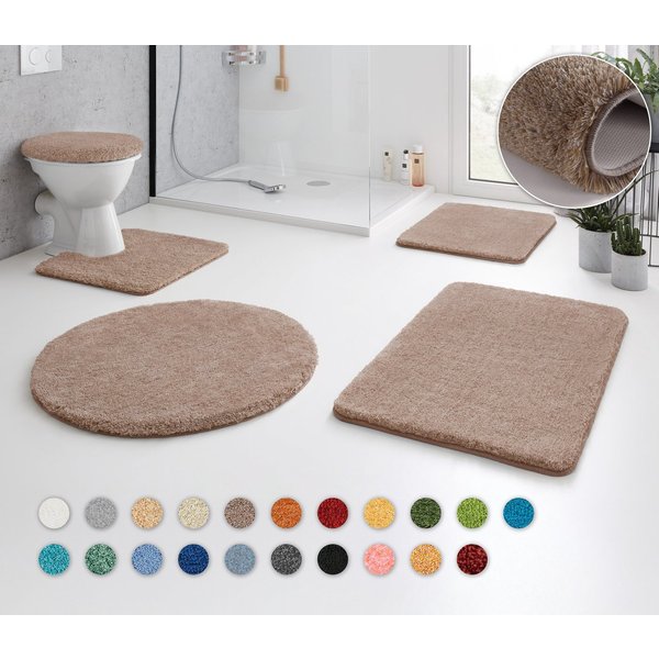 Kleine Wolke Badematte RELAX, Badvorleger, Badezimmer Teppich, Höhe 30 mm, rutschhemmend beschichtet, fußbodenheizungsgeeignet, Polyacryl, WC-Deckelbezug, WC-De