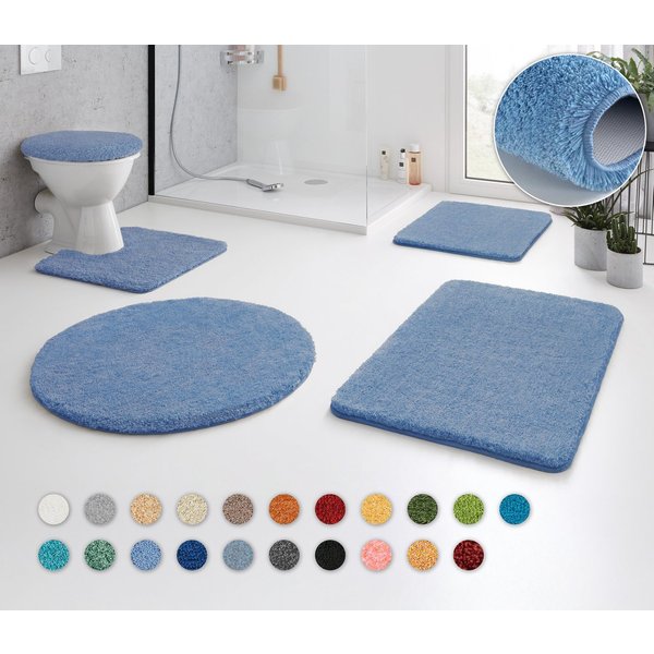 Kleine Wolke Badematte RELAX, Badvorleger, Badezimmer Teppich, Höhe 30 mm, rutschhemmend beschichtet, fußbodenheizungsgeeignet, Polyacryl, WC-Deckelbezug, WC-De