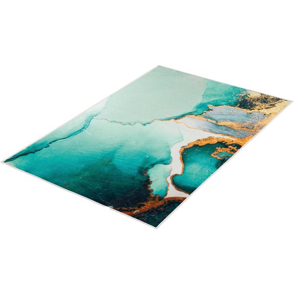 Kleine Wolke Badematte Teal, Badvorleger, Badezimmer Teppich, Höhe 5 mm, rutschhemmend beschichtet, fußbodenheizungsgeeignet, Polyester, rechteckig, bedruckt, M