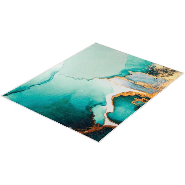 Kleine Wolke Badematte Teal, Badvorleger, Badezimmer Teppich, Höhe 5 mm, rutschhemmend beschichtet, fußbodenheizungsgeeignet, Polyester, rechteckig, bedruckt, M