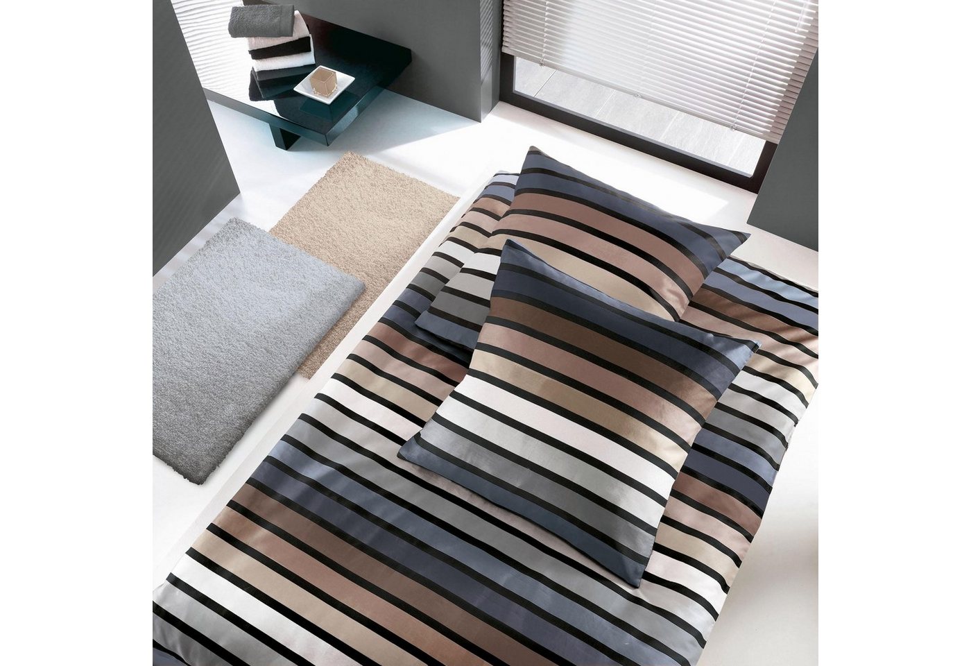 Kleine Wolke Bettwäsche Rimini, Mako-Satin, 2 teilig, mit Streifen – Bild 2 von 3