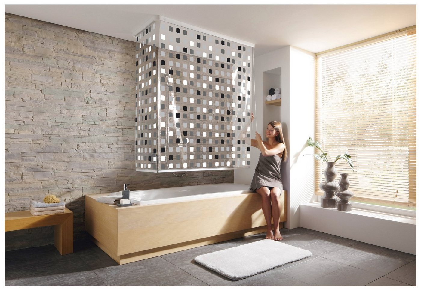 Kleine Wolke Eck-Duschrollo Eck-Duschrollo Breite 134 cm, ausziehbar, 134 x 240 cm – Bild 2 von 5