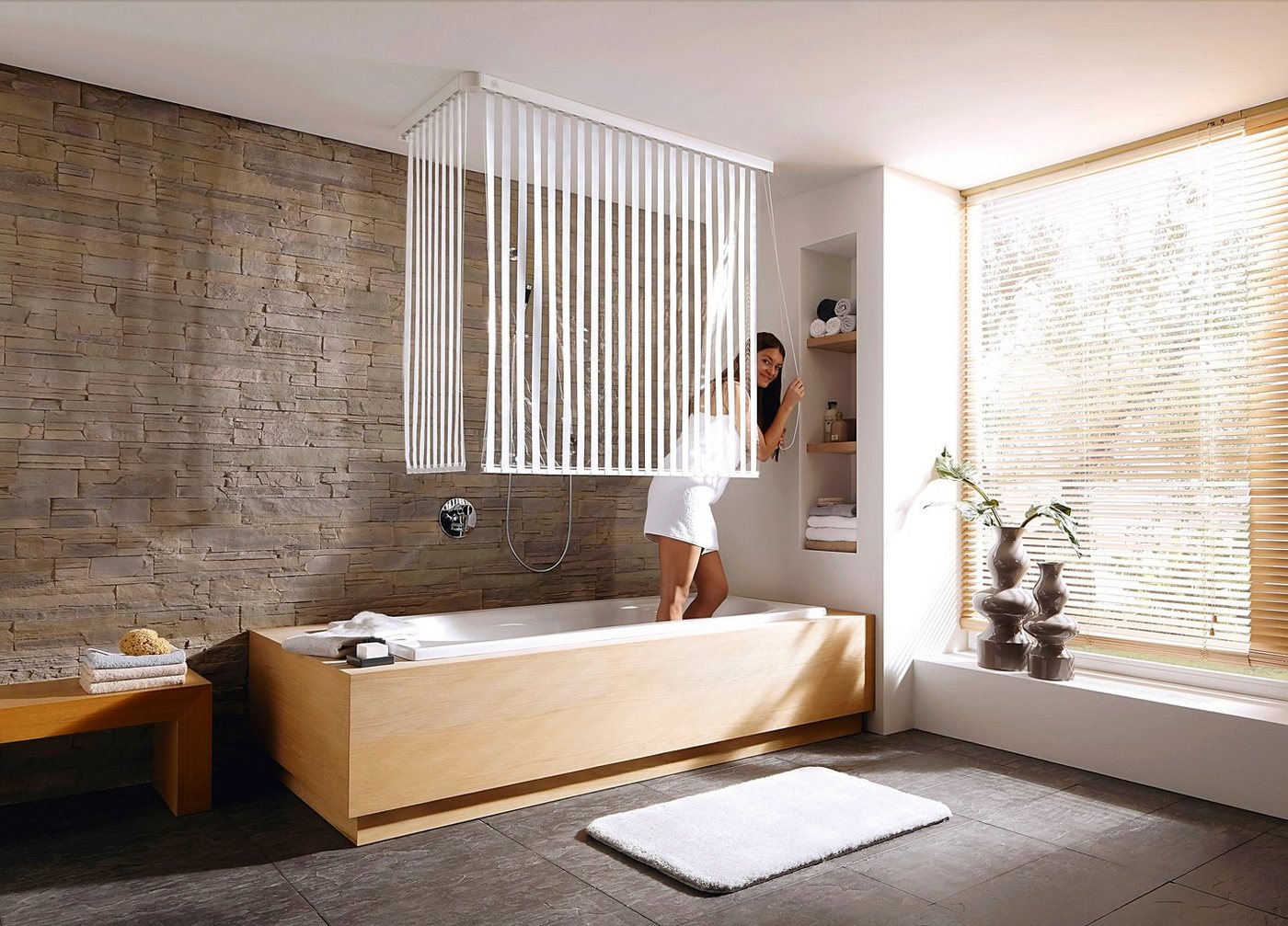 Kleine Wolke Eck-Duschrollo Eck-Duschrollo Breite 134 cm, ausziehbar, 134 x 240 cm – Bild 2 von 5