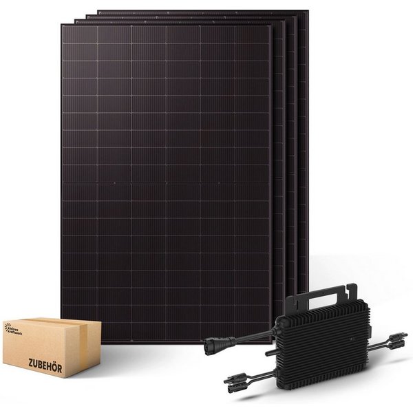 Kleines Kraftwerk Balkonkraftwerk, 2000 W, Monokristallin, (ohne Halterung, 0% MwSt für Privatkunden - Solaranlage Komplettset mit Wechselrichter), 4 x 500W, We