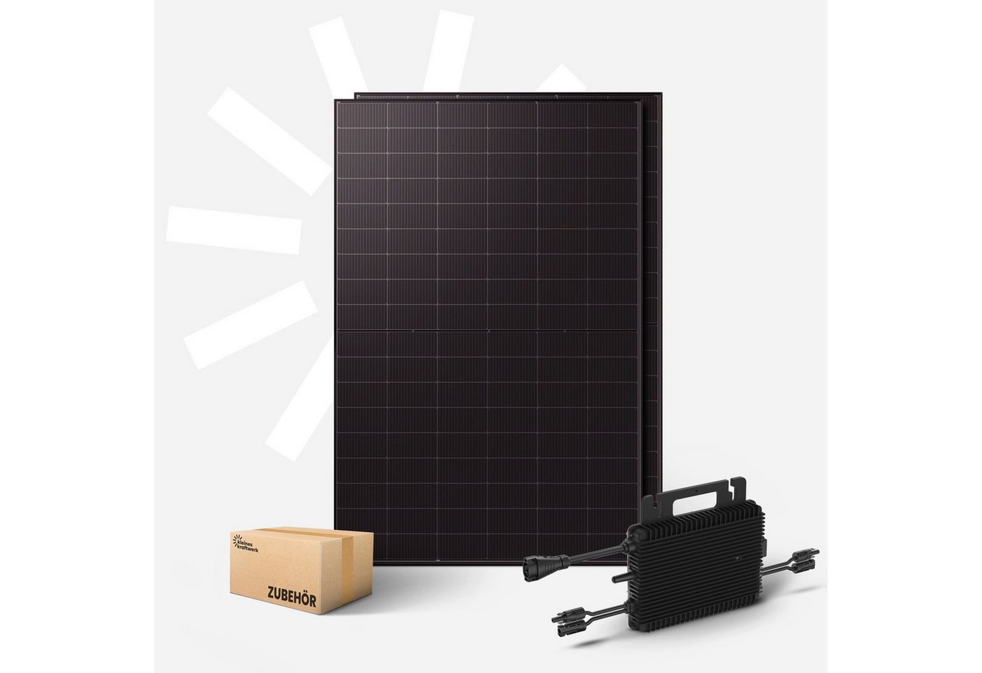 Kleines Kraftwerk Balkonkraftwerk, 1000 W, Monokristallin, (ohne Halterung, 0% MwSt für Privatkunden - Solaranlage Komplettset mit Wechselrichter), 2 x 500W, We – Bild 2 von 5