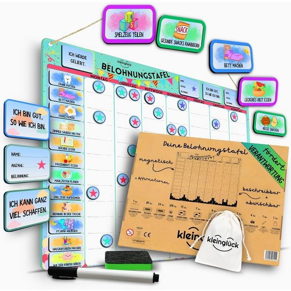 Kleinglück Magnettafel Belohnungstafel plus einem Wochenplaner für Kinder