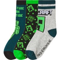 Kleinkinder/Kinder Socken, 3 Paar »Minecraft« (petrol/schwarz/grau, 23-26)