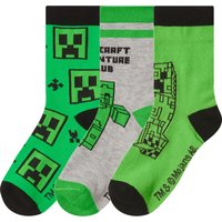 Kleinkinder/Kinder Socken, 3 Paar »Minecraft« (Grün/Grau, 23-26)