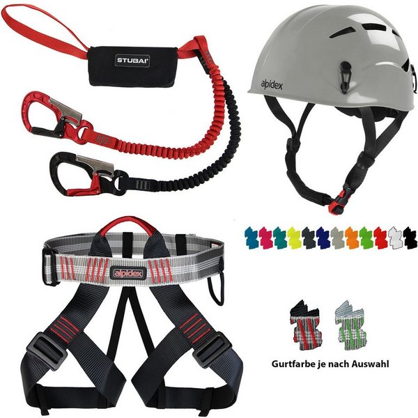 ALPIDEX Kletterhelm ALPIDEX Kletterhelm + Klettergurt + Stubai Klettersteigset BASIC 3.0