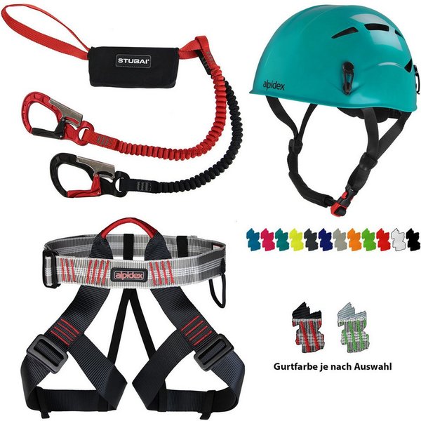 ALPIDEX Kletterhelm ALPIDEX Kletterhelm + Klettergurt + Stubai Klettersteigset BASIC 3.0