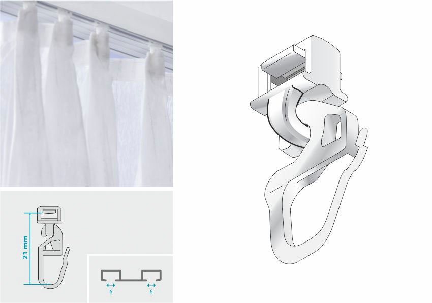 HINNO Klick-Gleiter hinno-clic HC31, Gardinen, Gardinenschienen, Vorhänge, Gardinenleisten, Innenlaufsysteme, Gardinenstangen, (100-St), HINNO Clic-Gleiter – Bild 3 von 5