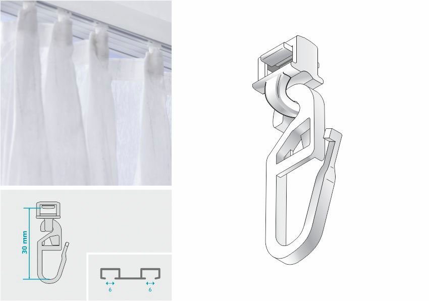 HINNO Klick-Gleiter hinno-clic HC32, Gardinen, Gardinenschienen, Vorhänge, Gardinenleisten, Innenlaufsysteme, Gardinenstangen, (20-St), HINNO Clic-Gleiter – Bild 3 von 5