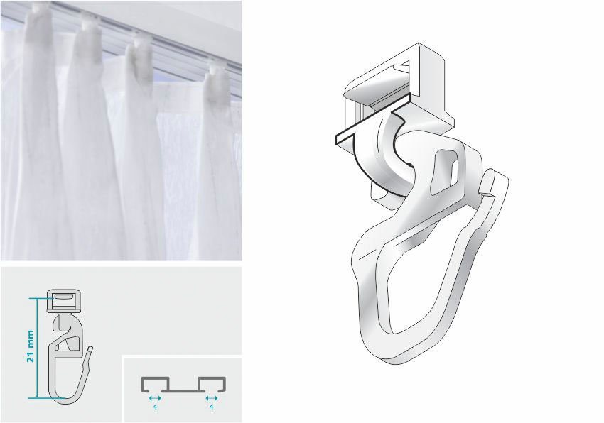 HINNO Klick-Gleiter hinno-clic HC71, Gardinen, Gardinenschienen, Vorhänge, Gardinenleisten, Innenlaufsysteme, Gardinenstangen, (100-St), HINNO Clic-Gleiter – Bild 3 von 5