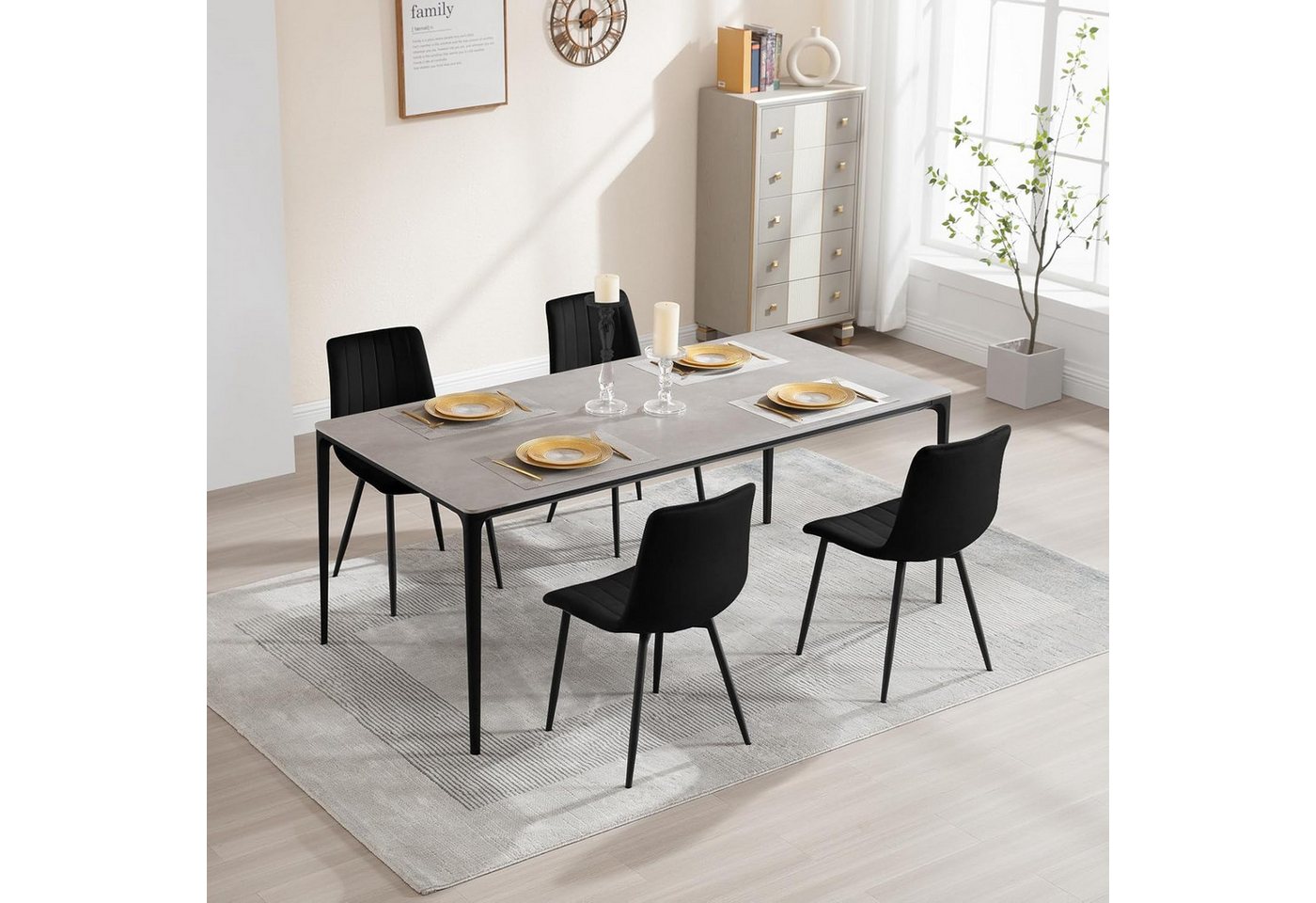 Klihome Polsterstuhl (8 St), Küchenstuhl, Wohnzimmerstuhl, Sitzfläche aus Samt – Bild 2 von 5