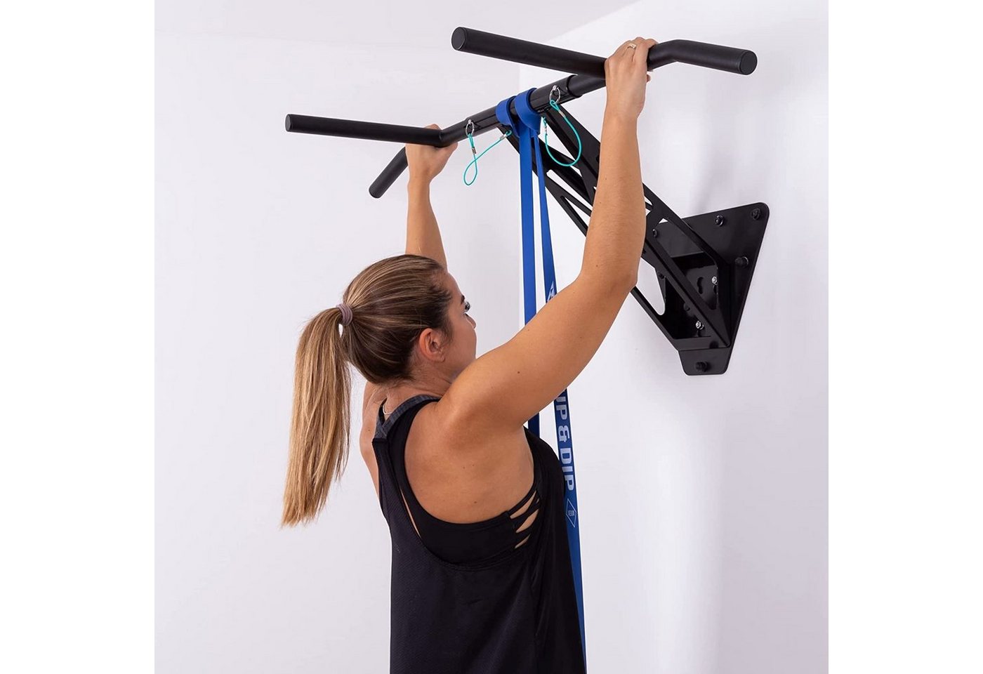 Pullup & Dip Klimmzugstange PULLUP & DIP Premium Klimmzugstange und Dip Stange (1-tlg., 2 x Multi Stange für Klimmzüge und Dips, Spanngurt 2,5 m) – Bild 2 von 5