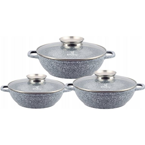 KlönBerg Topf-Set Schöne niedriger Töpfe mit Steinbeschichtung 3 verschiedenen Größen, Aluminiumguss, Aluminium, Keramik, Edelstahl (Passt in jede Küche! (1.7L 