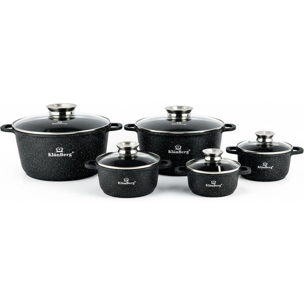 KlönBerg Topf-Set Schöne Töpfe mit Steinbeschichtung in 5 verschiedenen Größen, Aluminiumguss, Keramik, Edelstahl (Passt in jede Küche! (5.6L / 4.5L /3.2L /2.3L