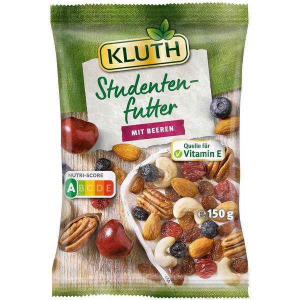 KLUTH Knabberei, Kluth Studentenfutter mit Beeren 150g fruchtig nussiger Energiemix