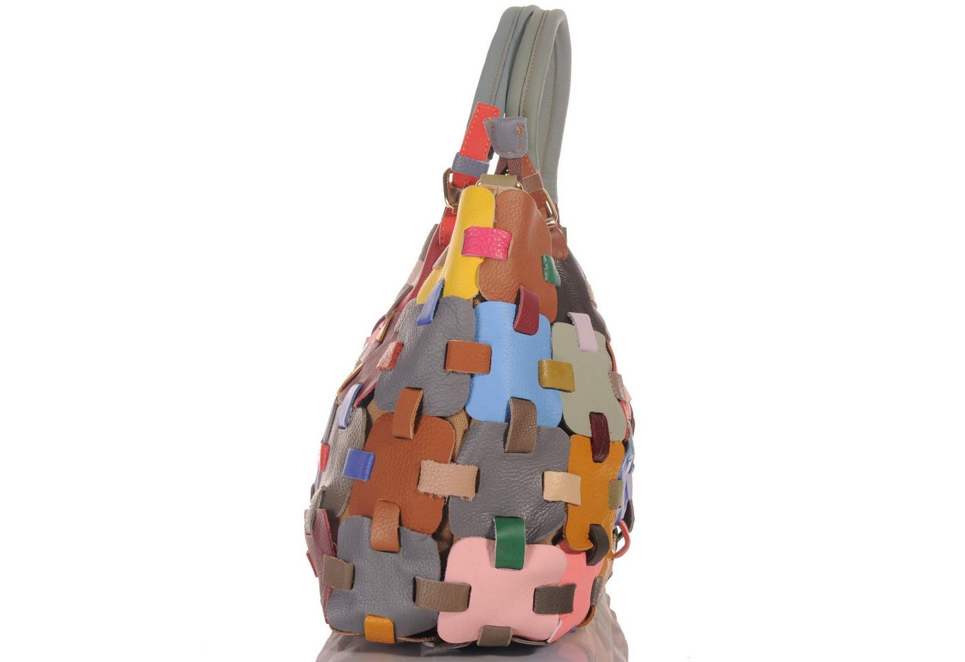 KMISSO Henkeltasche Damen Leder Patchwork Umhängetasche Shopper Schultertasche 30666 (1-tlg), im eleganten Look – Bild 3 von 5