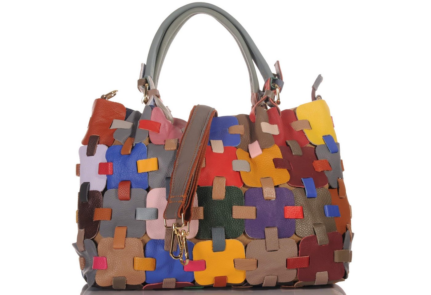 KMISSO Henkeltasche Damen Leder Patchwork Umhängetasche Shopper Schultertasche 30666 (1-tlg), im eleganten Look – Bild 4 von 5