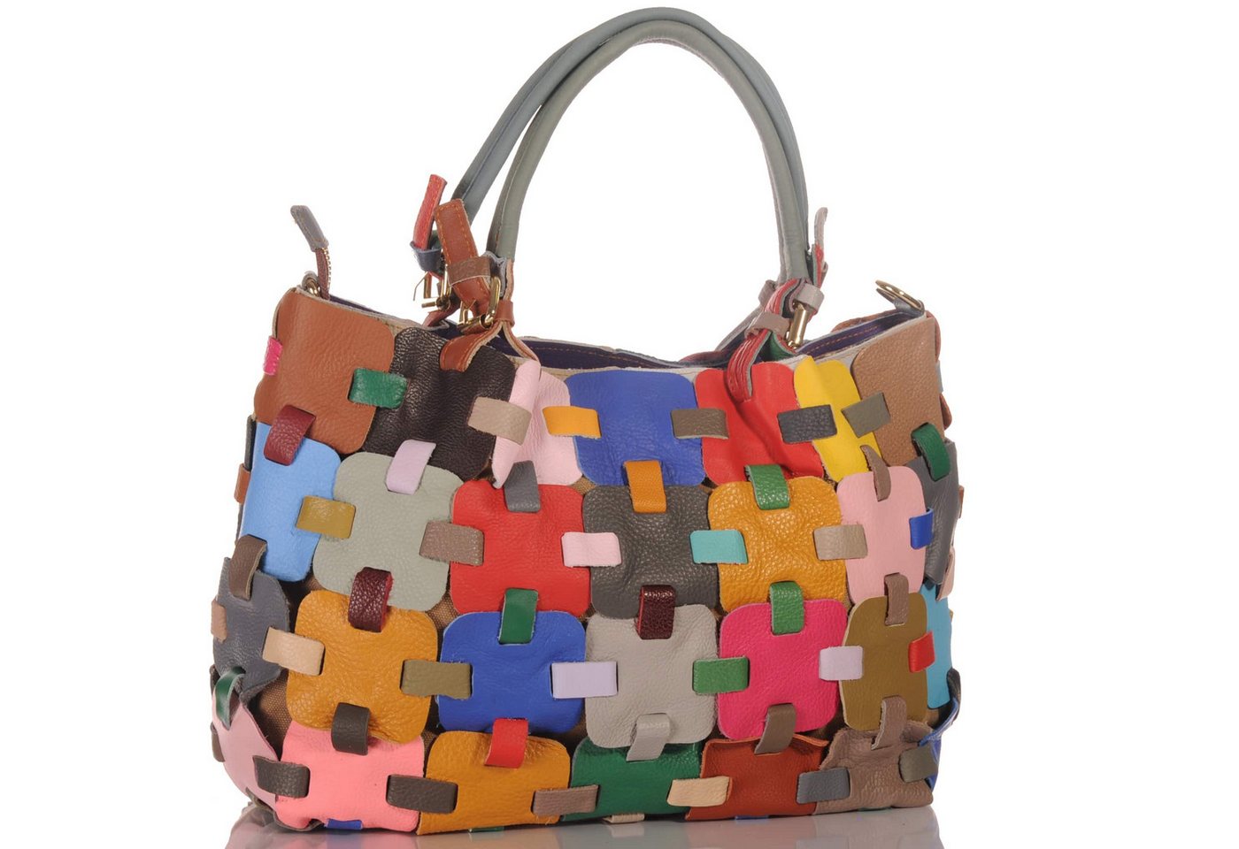 KMISSO Henkeltasche Damen Leder Patchwork Umhängetasche Shopper Schultertasche 30666 (1-tlg), im eleganten Look – Bild 5 von 5