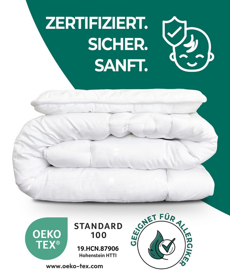 KNERST Kinderbettdecke + Microfaserkissen Allergiker Kinderbettdecken Set - Waschbar & Hautfreundlich, Füllung: 100% Polyester, Baby Bettdecke mit Kissen 100x13 – Bild 4 von 5
