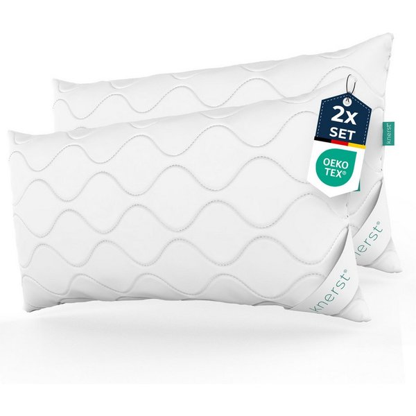 KNERST Kopfkissen Microfaser KomfortFlex 95°C waschbar, Füllung: 100% Polyester, Seitenschläfer, Bauchschläfer, Rückenschläfer, 2er Set, Microfaser-Kopfkissen K
