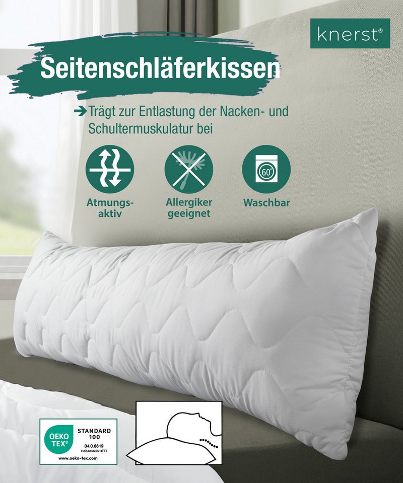 KNERST Seitenschläferkissen 40x145 cm, extra lang, Schwangerschaftskissen - Stillkissen, 1-tlg., Lagerungskissen - formstabil & hygienisch in der Waschmaschine – Bild 3 von 5