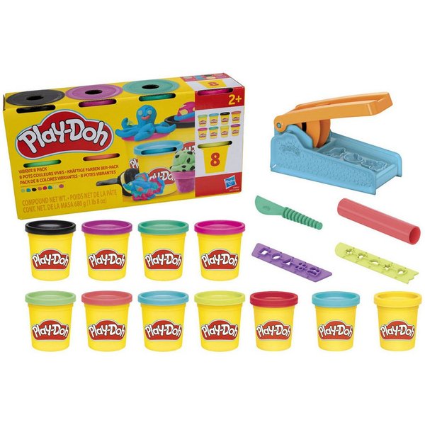 Play-Doh Knete Play-Doh Knetwerk Knetpresse Set mit kräftige Farben 8er-Pack Knete